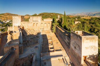 Güneşli görünümünden bakış Bahçe Generalife, Andalusia Eyaleti, İspanya Granada.