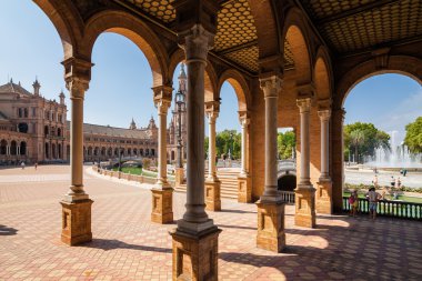 Plaza de Espana Sevilla, Andalusia Eyaleti, İspanya mimari kompleks.