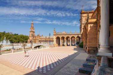 Plaza de Espana Sevilla, Andalusia Eyaleti, İspanya mimari kompleks.
