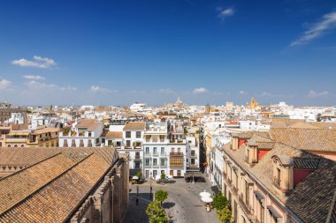 Güneşli Sevilla görünümünden Giralda, Andalusia Eyaleti, İspanya bakış.