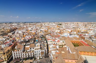 Güneşli Sevilla görünümünden Giralda, Andalusia Eyaleti, İspanya bakış.