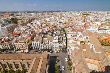 Güneşli Sevilla görünümünden Giralda, Andalusia Eyaleti, İspanya bakış.