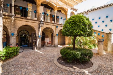 İç tipik İspanyol Endülüs avlusu (patio), Andalusia il.