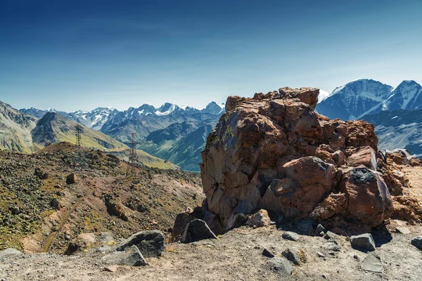 Zonnig Uitzicht Terskol Dorp Van Berg Elbrus Noord Kaukasus Kabardino — Stockfoto