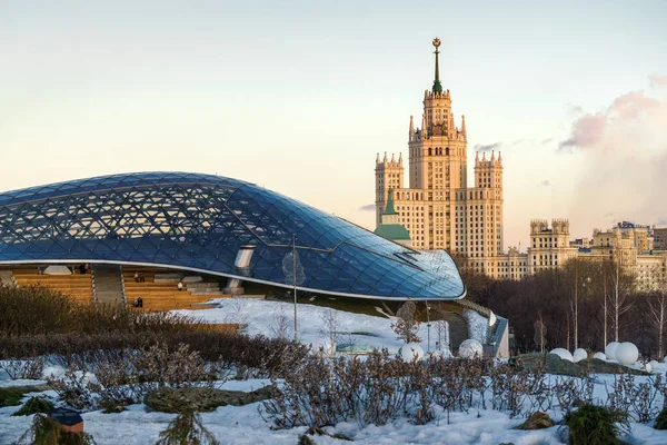 Zimní Západ Slunce Pohled Historické Centrum Moskvy Nedaleko Kremlu Rudého — Stock fotografie