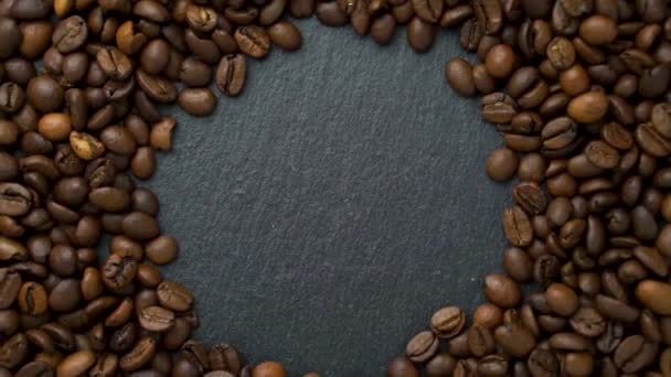 Oasted Coffee Beans Background Space Flat Lay Rotating Slowly — Stock Video