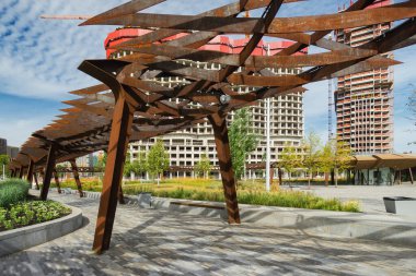 Mimarlık parkı Tufeleva Roscha, Moskova, Rusya.