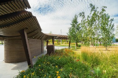 Mimarlık parkı Tufeleva Roscha, Moskova, Rusya.