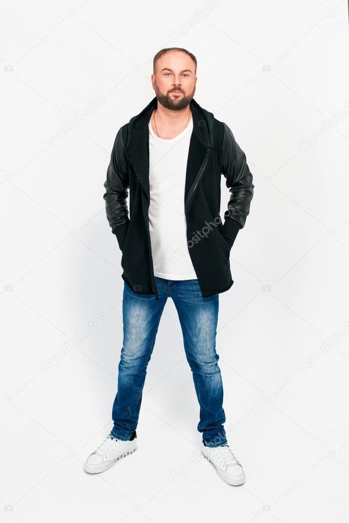 Portrait of man in black jackets