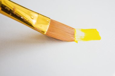 Mavi ve sarı boya suluboya ile Fırça