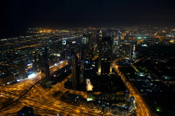 Vista dal Burj Khalifa nella notte Dubai, Emirati Arabi Uniti — Foto Stock