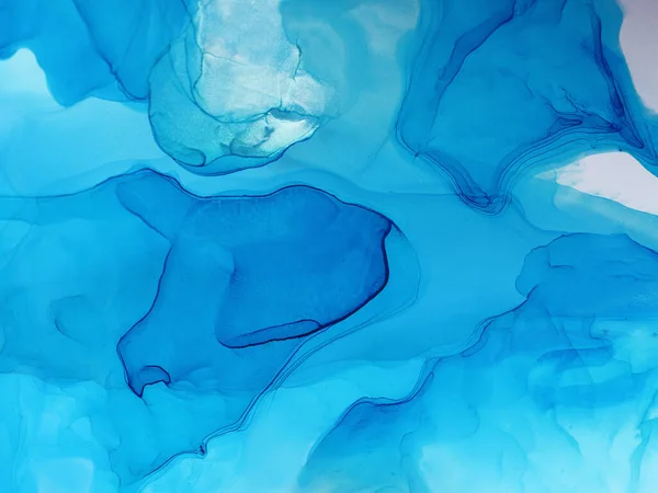 Абстрактный Синий Фон Обои Смешивание Акриловых Красок Современное Искусство Мраморная — стоковое фото