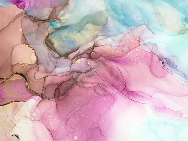 Strömmar Genomskinliga Nyanser Ormguldvirvlar Och Skummande Färgsprayer Formar Marmorn Dessa — Stockfoto