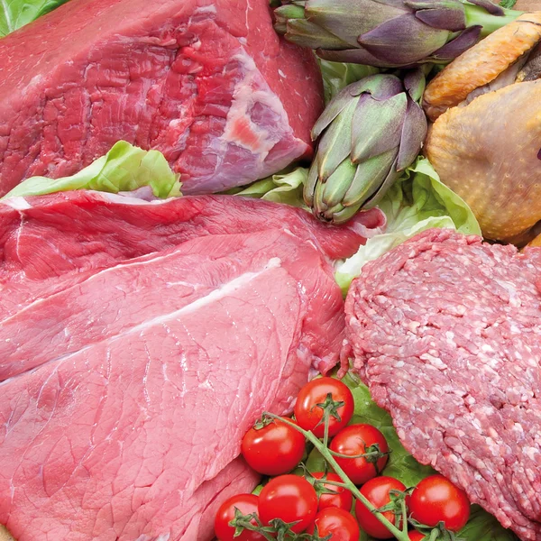 Composição de primos de comida de carne — Fotografia de Stock