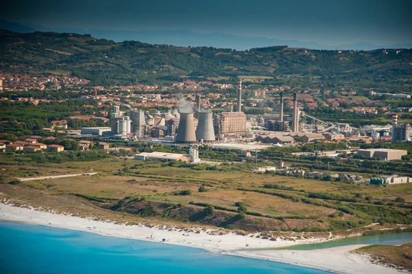 Αεροφωτογραφία της Rosignano Solvay Ακτή Ετρούσκι, Ιταλία, Τοσκάνη, — Φωτογραφία Αρχείου