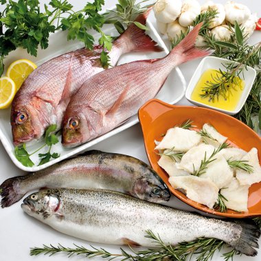 Gıda cousine balık kompozisyon, yemek için madde