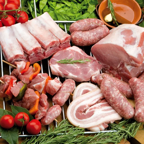 Composição da carne de primos de alimentos, ingrediente para comer — Fotografia de Stock