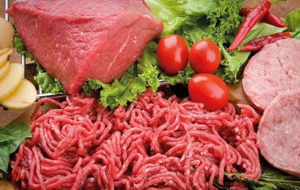 Lebensmittel Cousine Fleischzusammensetzung, Zutat zum Essen — Stockfoto