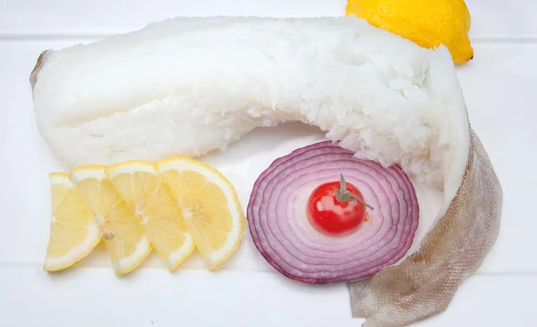 Composição de peixe de cuscuz alimentar, ingrediente para comer — Fotografia de Stock