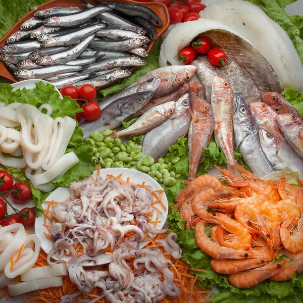 Σύνθεση cousine ψάρια τροφίμων, συστατικό για την κατανάλωση — Φωτογραφία Αρχείου