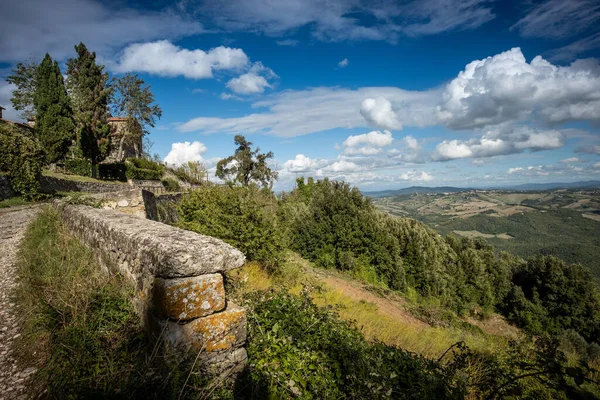 Vista Panorámica Desde Fracción Libbiano Del Municipio Pomarance Con Solo —  Fotos de Stock