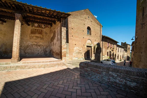 Trekking Starożytnej Miejscowości Certaldo Pałacu Pretoriów Lub Wikariuszy Prowincja Florencja — Zdjęcie stockowe