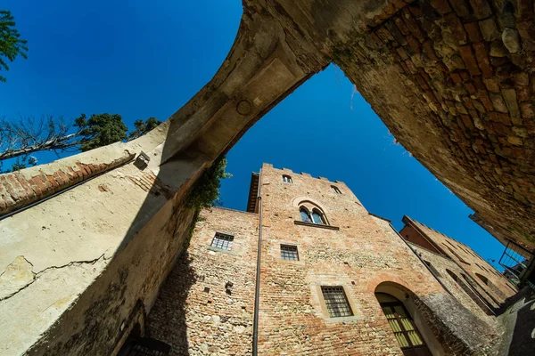 Trekking Antiken Dorf Certaldo Mittelalterliches Tor Alberti Eingang Zur Stadt Stockbild