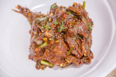 Tay gıda biber domates sos daldırma Tay otlar, yumuşak odak ile