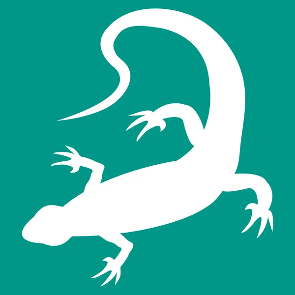 Icono estilizado de lagarto en blanco sobre un fondo de color — Vector de stock