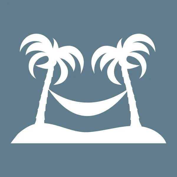 Stiliserade ikon för resten i en hängmatta under två palmer — Stock vektor