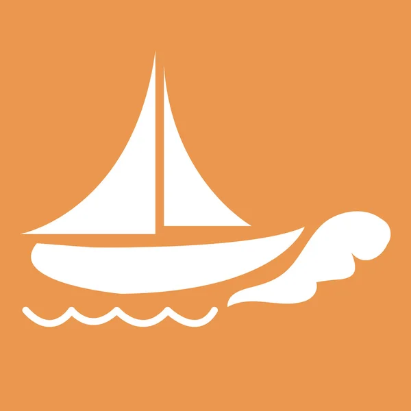 Stiliserade ikon av fartyget i vitt på en färgad bakgrund — Stock vektor