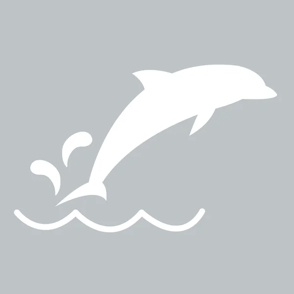 Icono estilizado de un delfín en blanco sobre un fondo de color — Vector de stock