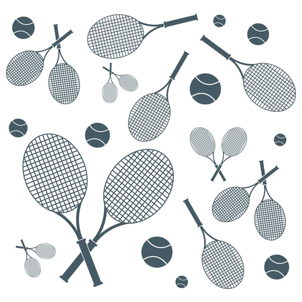 Nice picture of colorful rackets and balls for tennis lessons on a white background — Stock Vector