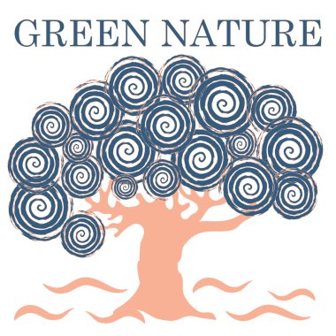 Beyaz arka plan üzerinde yazıt yeşil doğa ile yaratıcı ağacının güzel resim