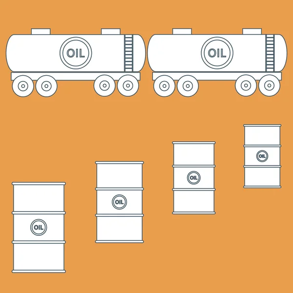 Stilisierte Ikone der Tanks und Fässer mit Öl — Stockvektor