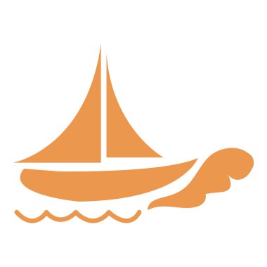 Beyaz bir arka plan üzerinde renkli bir geminin stilize simgesi