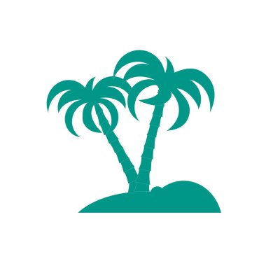 Palmiye ağaçları ile adanın stilize simgesi
