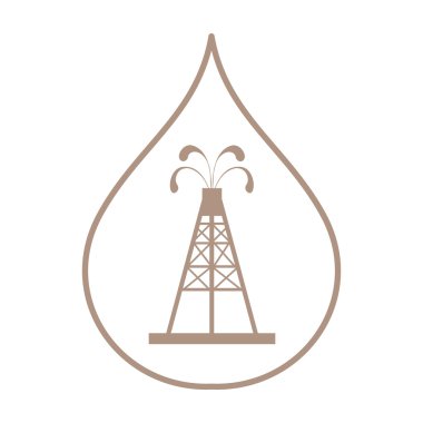 Siluet petrol teçhizat yağ ile yakıt damla beyaz zemin üzerine yağda spurting çeşmeler ile stilize simgesi