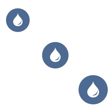 Üç renkli yakıt damlacıkları silueti beyaz bir arka plan üzerinde çevrelerde stilize simgesi