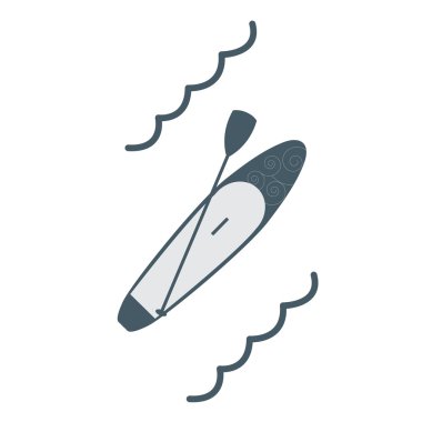 Bir renkli Stand Up kürek çekmeye beyaz bir arka plan üzerinde stilize simgesi