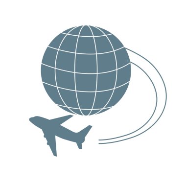 Uçuşlar dünyanın herhangi bir noktasına stilize simgesi