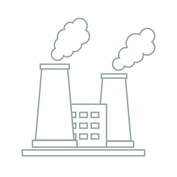 Stylized icon of the oil refinery plant with smoking chimneys on a white background — Stock Vector