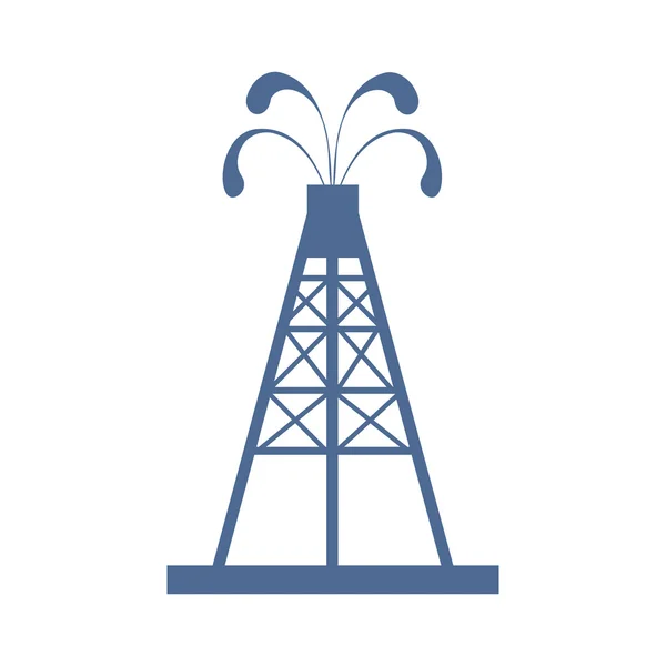 石油钻机用喷泉喷上白色背景上油油的程式化的图标 — 图库矢量图片