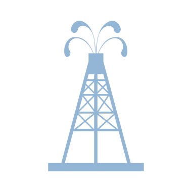 Beyaz bir arka plan üzerine yağla spurting çeşmeler ile petrol teçhizat stilize simgesi