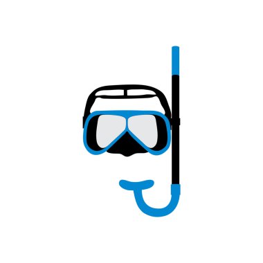 Renkli maskesi ve beyaz bir arka plan üzerinde bir tüplü dalış için tüp stilize simgesi