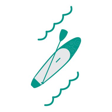 Kürek çekmeye kadar renkli bir stand stilize simgesi 