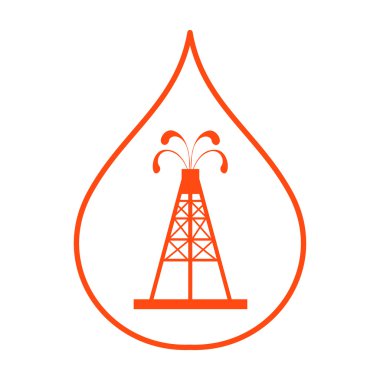 Siluet petrol teçhizat yağ ile yakıt damla beyaz zemin üzerine yağda spurting çeşmeler ile stilize simgesi