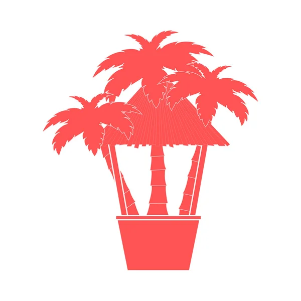 Stiliserade ikon av baren på stranden med palmer — Stock vektor