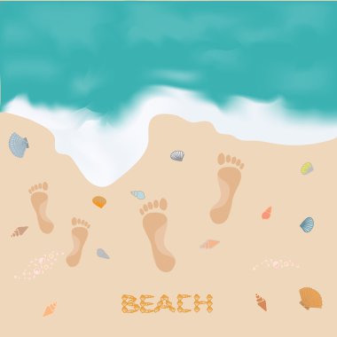 O resim ile deniz, kum ve yazıt ayak izleri