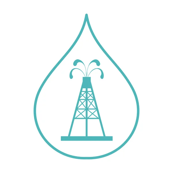 Stylizované ikony silueta ropné plošiny s tryskající fontány — Stockový vektor